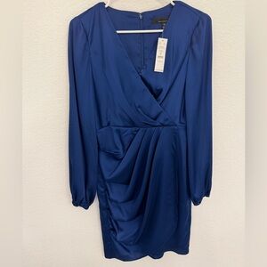 WHBM LS Satin Wrap Dress